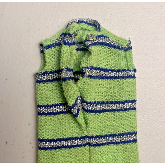 Vintage Barbie Now Knit #1452 Lime Green Knit Dress & Hat Mod 1970 Fashion - Picture 9 of 12